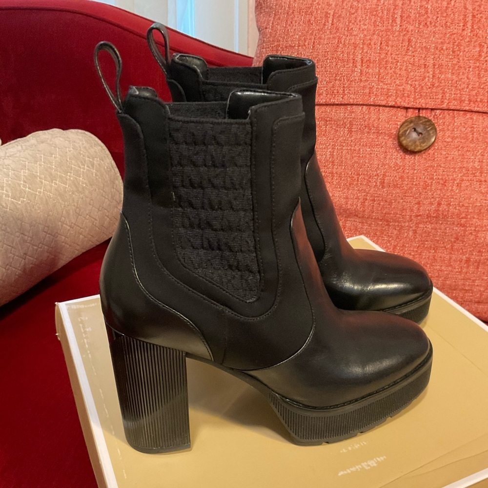 Michael Kors platform boots with elastic logo bands